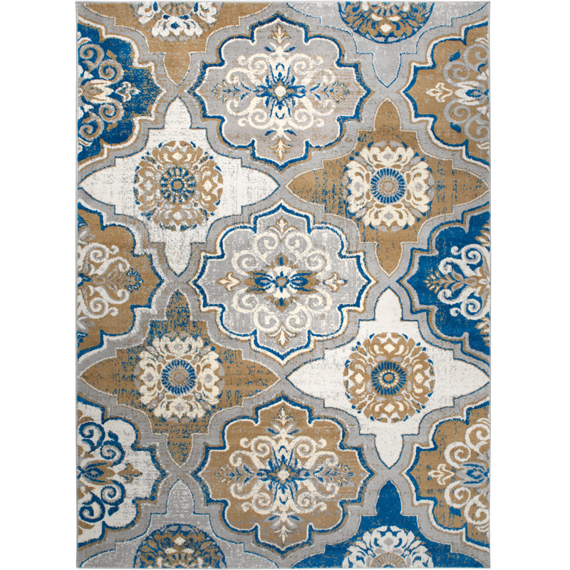Winston Porter Albion Blue/Brown Area Rug & Reviews Wayfair